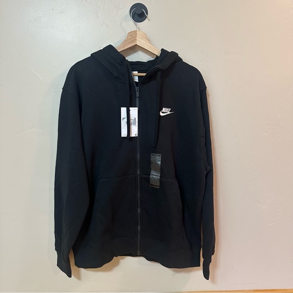 NWT Nike Sportwear Club Fleece Full Zip Hoodie Black Large - Picture 10 of 12